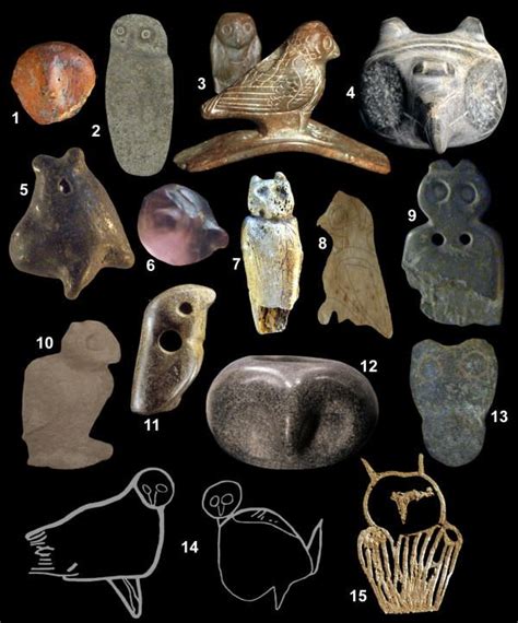 pictures of 16 prehistoric owl effigies and engravings indian artifacts native american