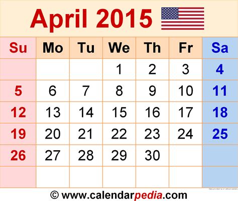 April 2015 Calendar Templates For Word Excel And Pdf