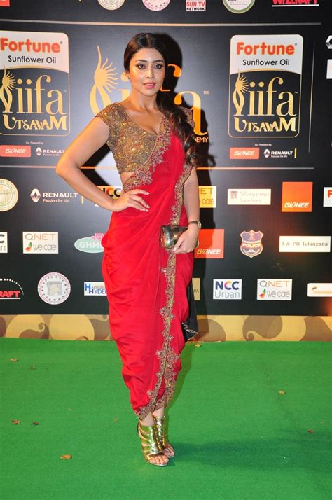 Beautiful Indian Girl Model Shriya Saran In Red Saree At Iifa Utsavam Awards Girl Model Saree