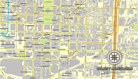 Indianapolis Indiana Us Printable Vector Street City Plan Map Full
