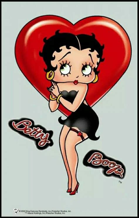 Betty Boop In Classic Pose Standing In Front Of Red Heart Betty Boop Logo Betty Boop Pictures
