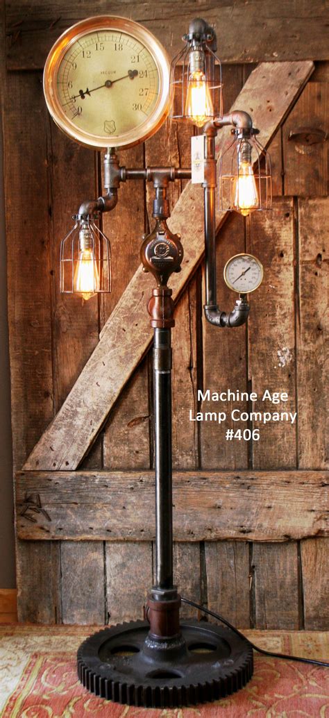 Also painted the handle bright red. Steampunk industrial floor lamp, By Machine Age Lamps ...