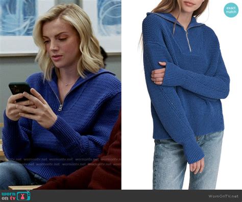 wornontv sylvie s blue zip neck sweater on chicago fire kara killmer clothes and wardrobe