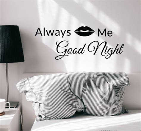 Wall Decal Kiss Me Good Night Quote Lips Vinyl Decor Black 225 In X 8