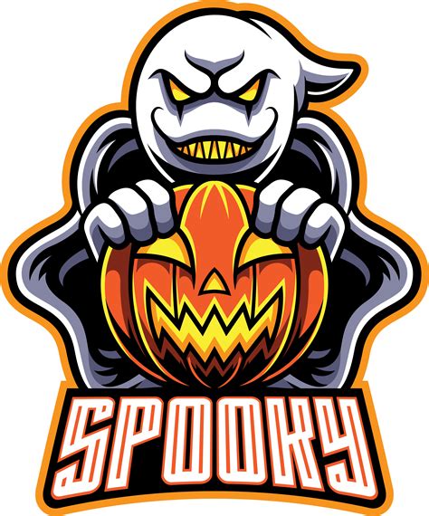 Spooky Ghost And Pumpkin Logo Mascot Designs By Visink Thehungryjpeg
