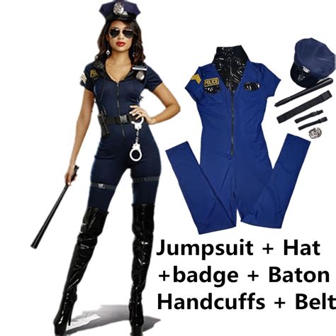 sexy female cop police officer costume fancy dress policewoman uniform halloween adult women