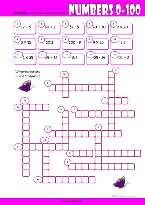 Numbers Crossword English Esl Worksheets For Distance Learning And F27