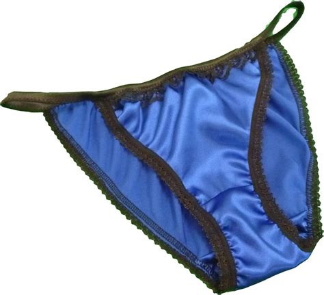 Shiny Satin And Lace Mini Tanga String Bikini Panties Royal Blue With