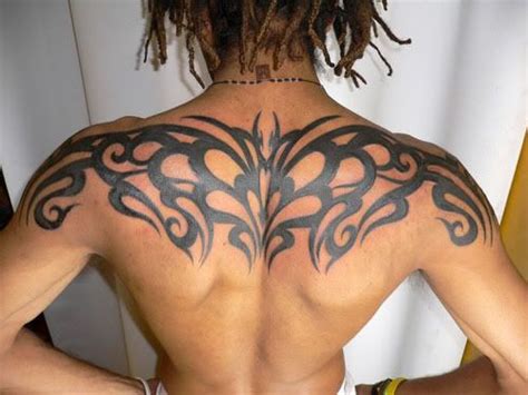 Upper Back Tribal Tattoo Design That Goes From Shoulder To