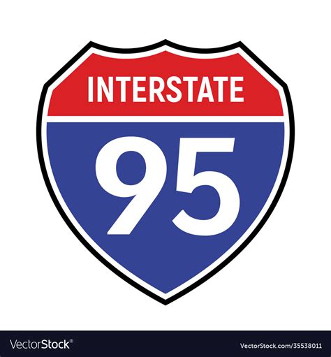 95 Route Sign Icon Road 95 Highway Royalty Free Vector Image