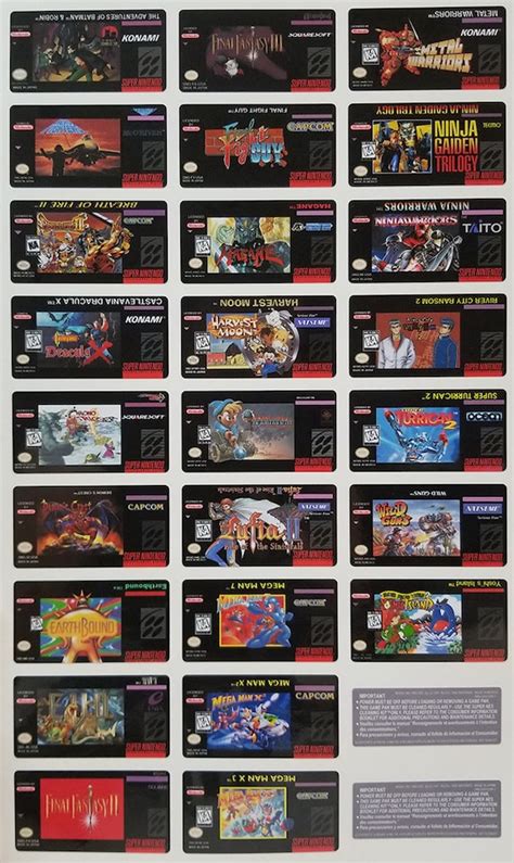 2 High Quality Reproduction Super Nintendo Game Labels Snes Etsy