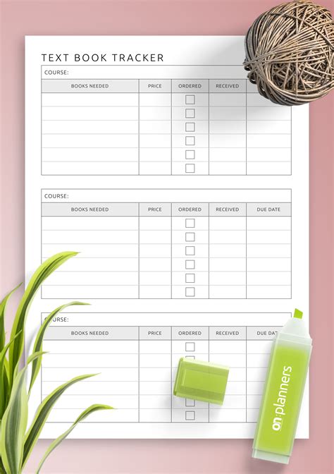 Download Printable Text Book Tracker Template Pdf