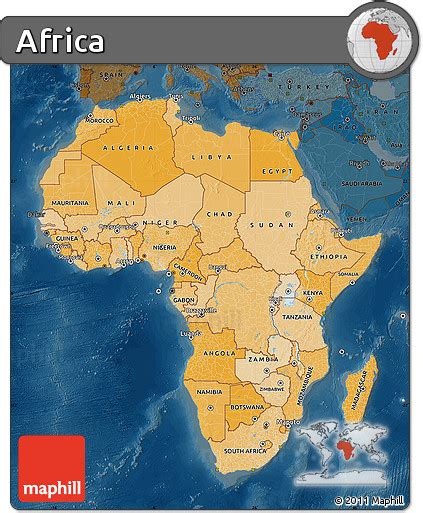 Free Political Shades Map Of Africa Darken