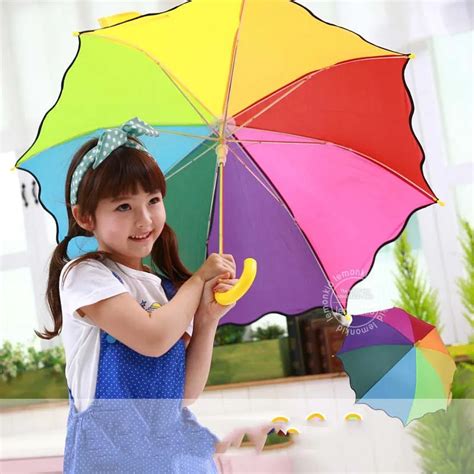 Buy 2016 Free Shipping Rainbow Kids Cute Umbrella For