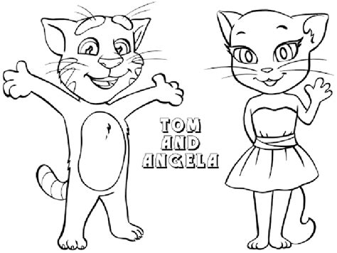 Talking Tom And Angela Coloring Page Free Printable Coloring Pages