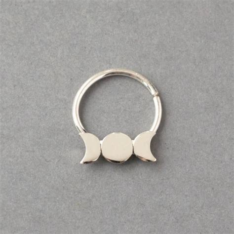 moon septum ring moon phase nose hoop ring 16g 14g 18g etsy nose hoop septum ring septum