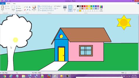 Drawing A Simple House Using Ms Paint Youtube