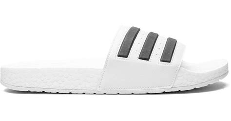 Adidas Leather Adilette Boost Slides In White For Men Lyst