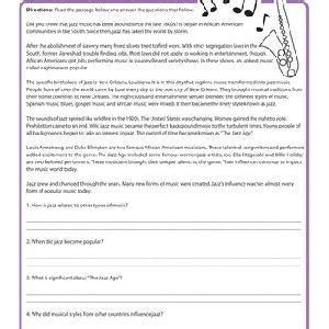 Listen to the Music! 4th Grade Comprehension Worksheets | Education.com