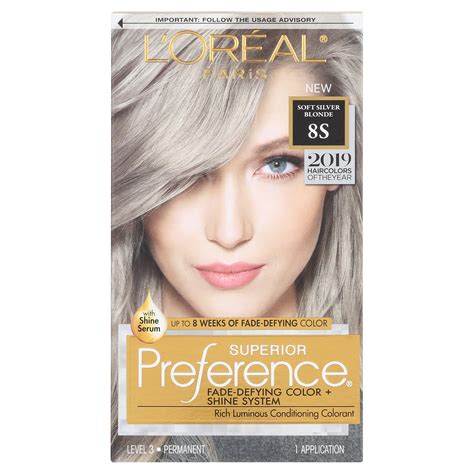 Loreal Paris Superior Preference Fade Defying Shine Permanent Hair Color 8s Soft Silver Blonde
