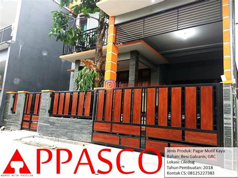 Pagar grc dengan rangka atap besi hollow 40 x 40 mm dengan model. Pagar Minimalis Motif Kayu GRC Besi Galvalum di Ciledug - Pagar Motif Kayu | APPASCO INDONESIA