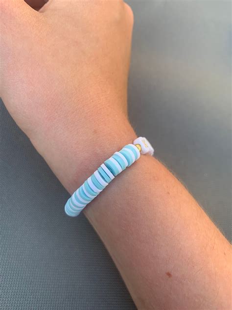 preppy vsco beach wave personalised clay beaded bracelet etsy