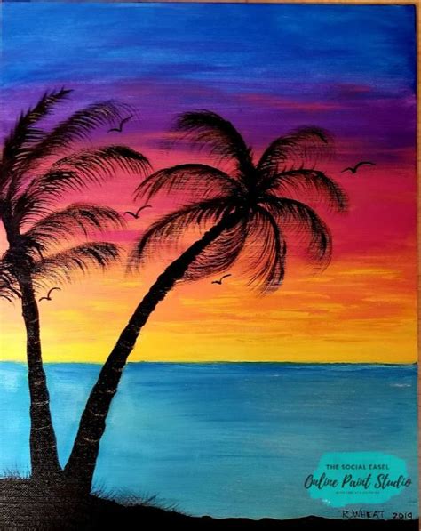 Sunset Art Painting Acrylic Painting For Kids Palm Trees Painting