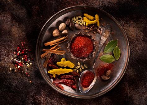 Traditional Indian Spices On Rusty Background Stock Image Image Of