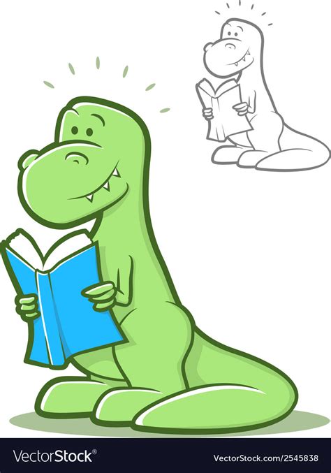 reading dinosaur royalty free vector image vectorstock