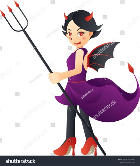 Illustration Cute Devil Girl Stock Vector Royalty Free 1403568986