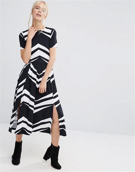 Asos Midi Dress In Chevron Print Maxi Dress Prom Midi Dress Maxi