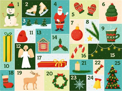 Christmas Advent Calendar Holiday Poster December Dates Number Of