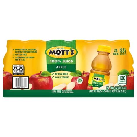 Motts® 100 Original Apple Juice 24 Bottles 8 Fl Oz Kroger