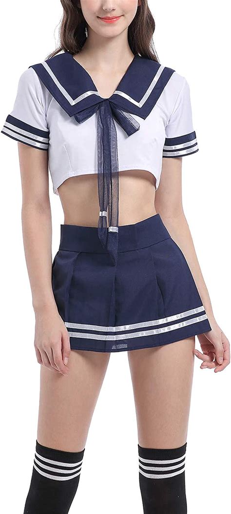 Aurueda School Girl Lingerie Outfit Mini Sailor Suit Cosplay Costume