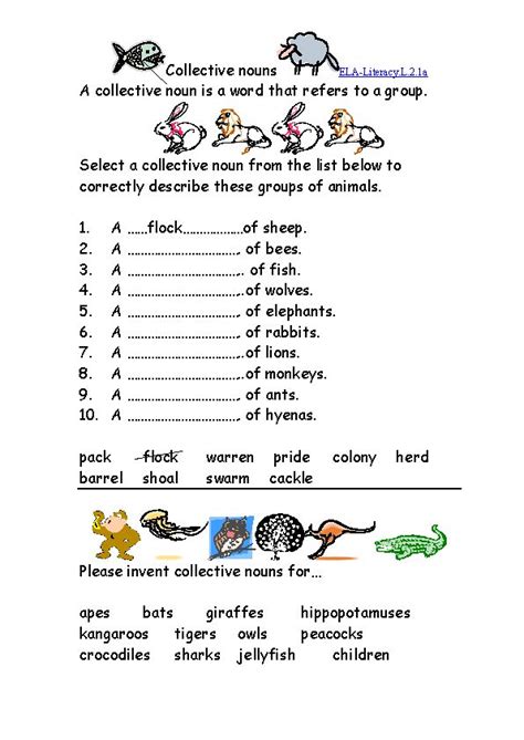 Collective Nouns Worksheets
