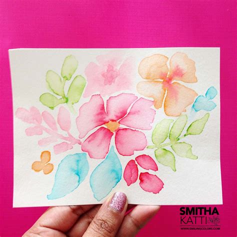 How to paint simple watercolor florals step by step in procreate tutorial. Watercolor Flowers Easy Video Tutorial - Smitha Katti