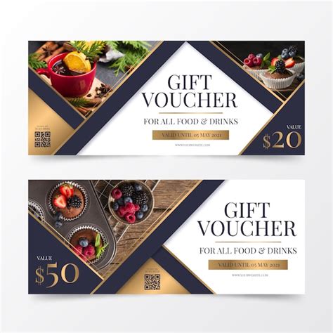 Free Vector T Voucher Template With Food And Drinks Photo