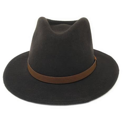 Wool Fedora Hat With Leather Band Haydock