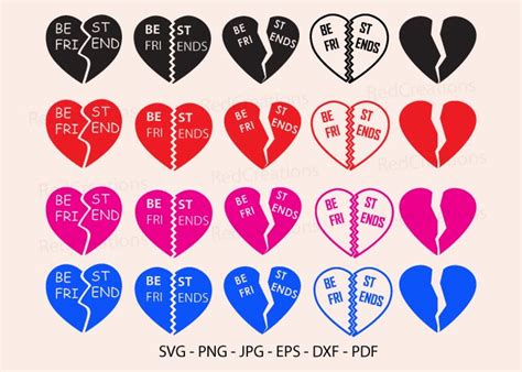 Best Friends Silhouet Broken Heart Svg Graphic By Redcreations