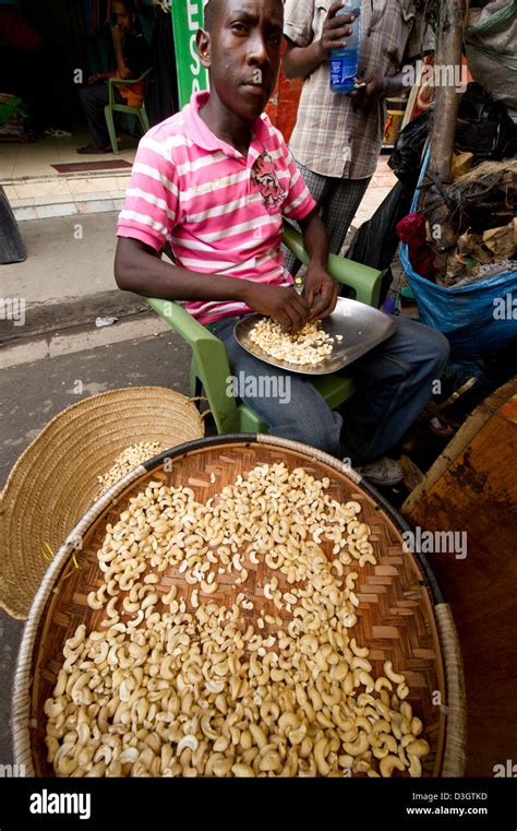 Cashew Nuts For Sale Mackinnon Market Old Town Mombasa Kenya Stock