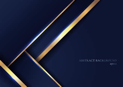 Abstract Elegant Blue Geometric Overlap Layers With Stripe Golden Lines