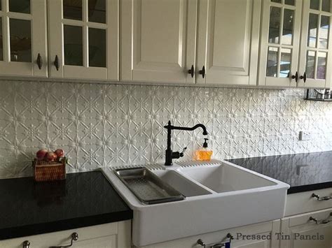 Learn how to install a tin backsplash in your kitchen. Image example of Original pattern of Pressed Tin Panels as ...