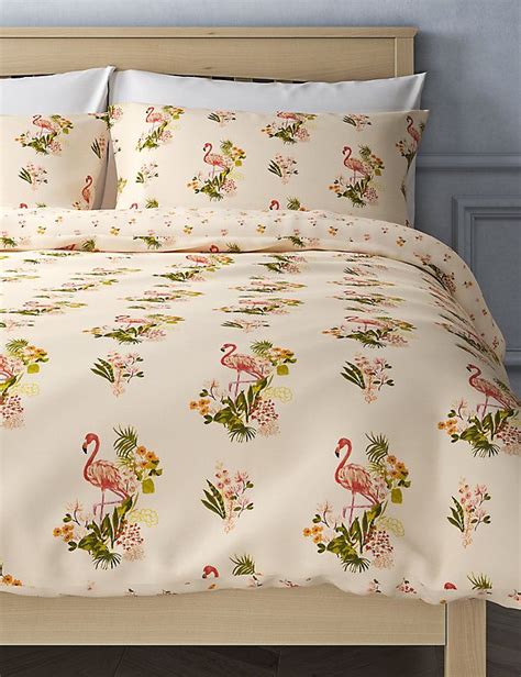 Marksandspencer Floral Flamingo Printed Bedding Set Bedding Sets