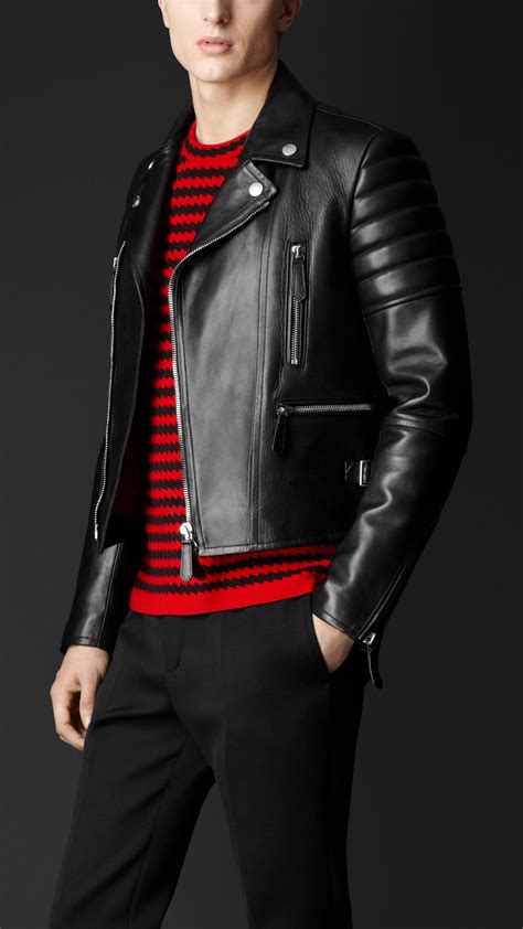 Lyst Burberry Leather Biker Jacket In Black For Men