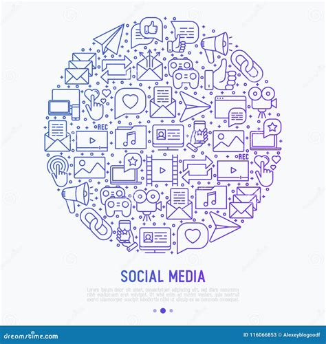 Social Media Concept In Circle Stock Vector Illustration Of Engine
