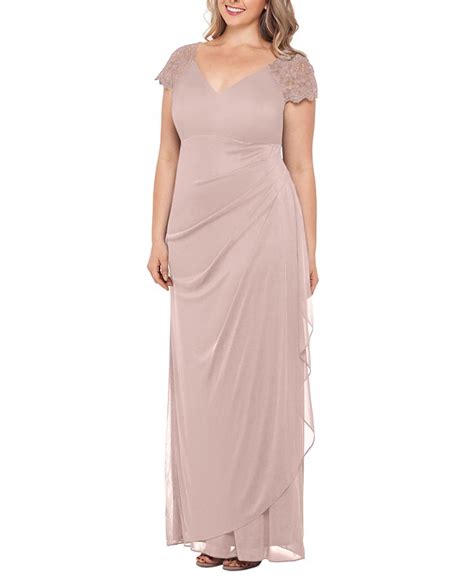 Xscape Plus Size Lace Shoulder Gown Macy S