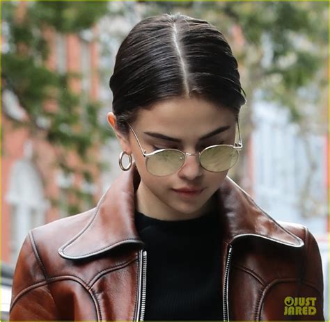 Photo Selena Gomezs Brown Leather Jacket Is A Fall Essential 04