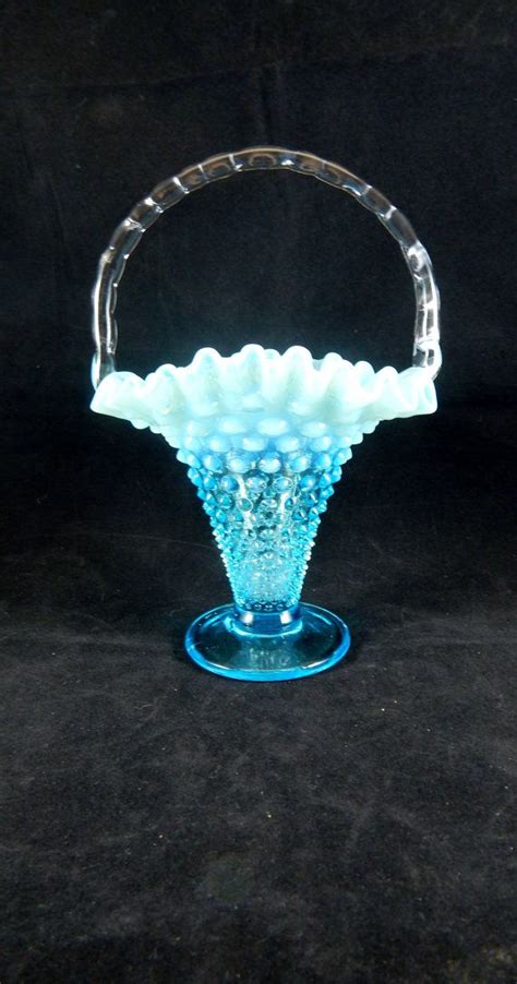 Fenton Blue Opalescent Hobnail Glass Basket 1942 1945389 Etsy In 2020 Hobnail Glass Fenton