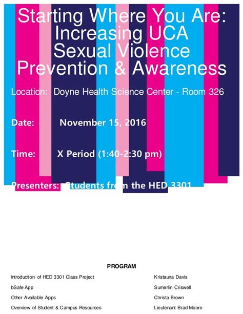 Starting Where You Are Increasing Uca Sexual Violence Prevention And A