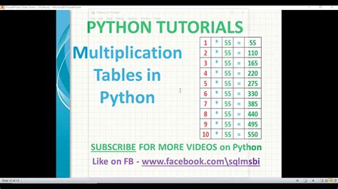 Multiplication Tables In Python Python Tables Examples Python